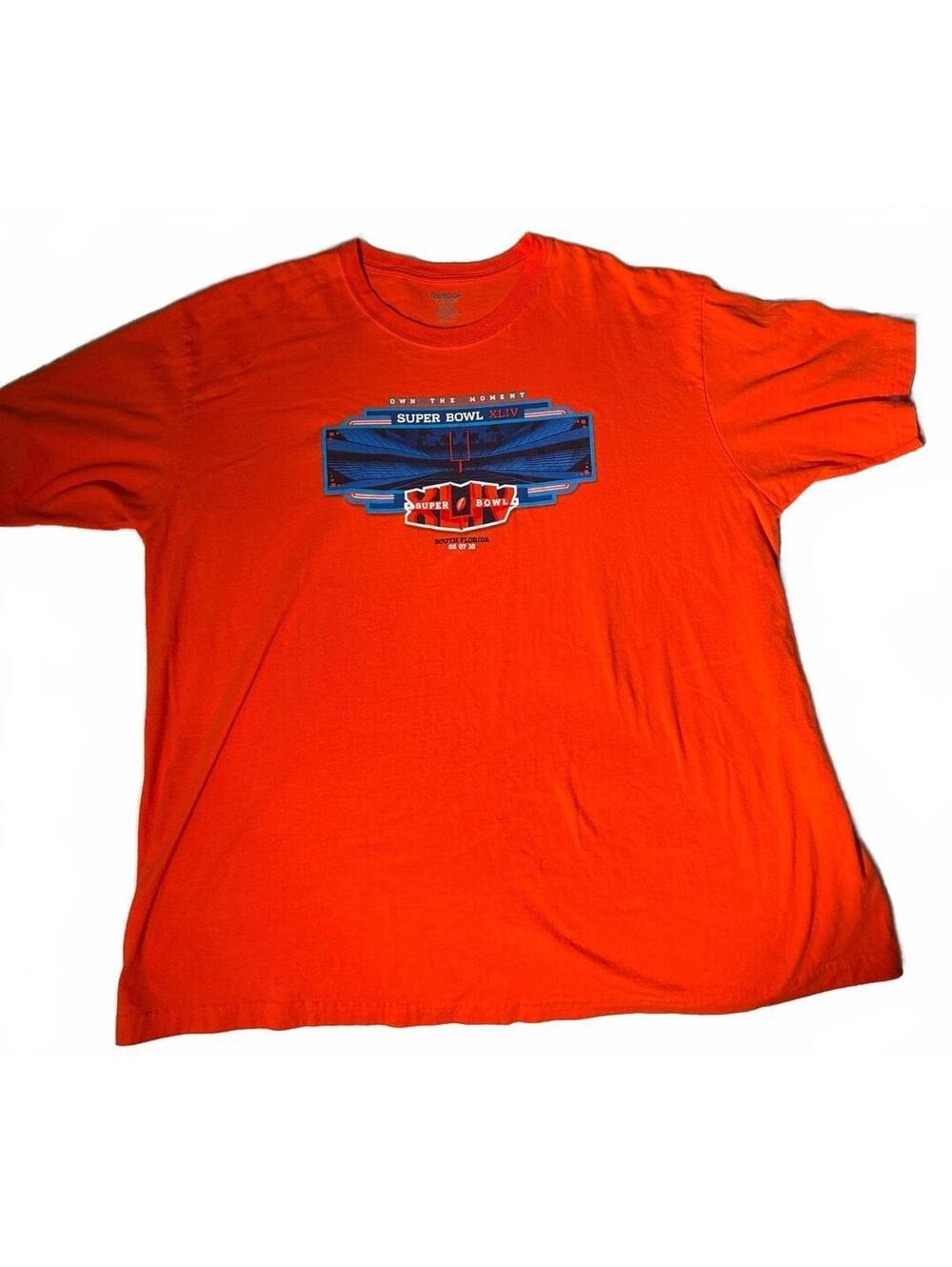 Reebok 10 Super Bowl XLIV (44) South Florida Orange T-Shirt Sz XXL Team Apparel